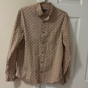 Express Factory Men Casual Long Sleeve Shirt Geometric Print Size Medium